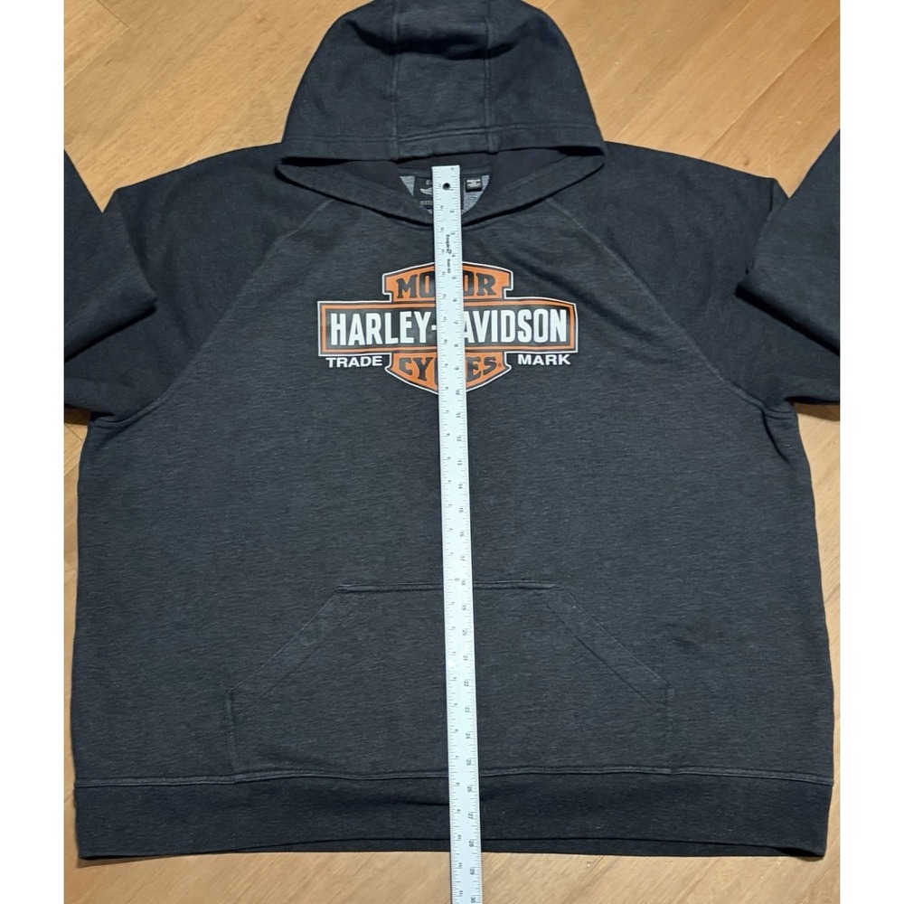 Harley Davidson Hoodie Gray Pullover Fleece Logo Double Sided Size 3XL Biker EUC - Picture 7 of 7